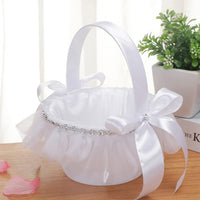 Garvee Mini Cestini di Fiori per Matrimoni con Manico e Fiocco, Portatili e Romantici per Feste di Nozze