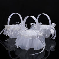 Garvee Mini Cestini di Fiori per Matrimoni con Manico e Fiocco, Portatili e Romantici per Feste di Nozze