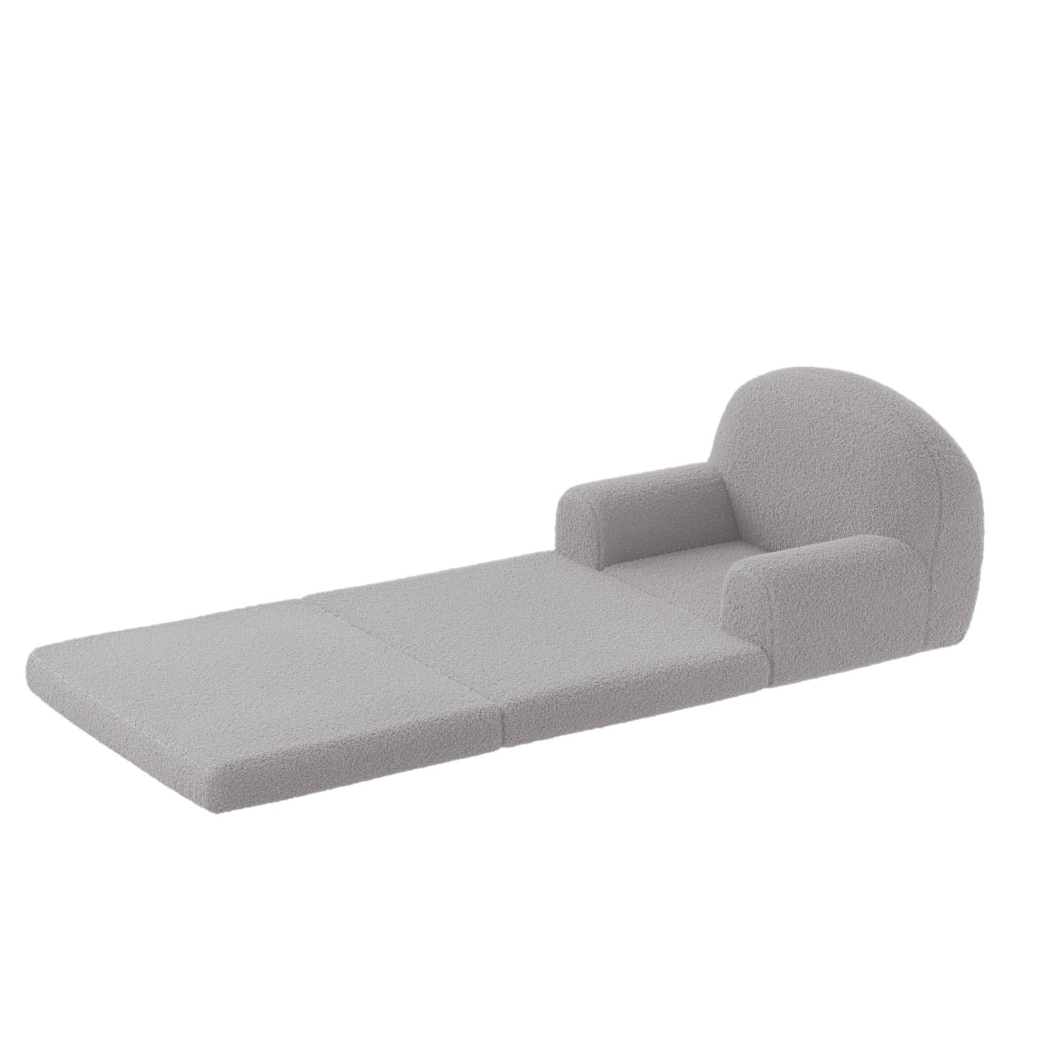 Divano per bambini Garvee 2 in 1, pieghevole, in pile, comodo e portatile, grigio, per sala giochi e camera da letto