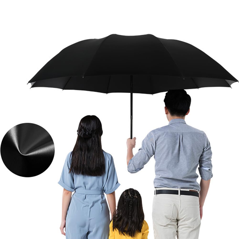 Ombrello Garvee Large Family Antivento Pieghevole Nero 130 cm contro Pioggia e Sole