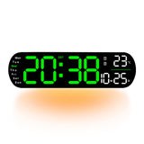 Orologio da parete digitale a LED Garvee da 35 cm con ampio display, 9 livelli di luminosità, visualizzazione della temperatura, funzione di memoria, verde per cucina e ufficio - Come mostrato