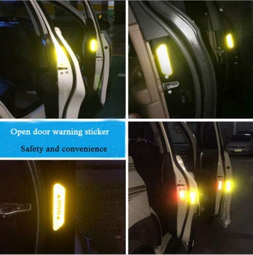 Garvee Adesivi Riflettenti Universali per Porte Auto - PET Resistente - Giallo - Sicurezza Stradale