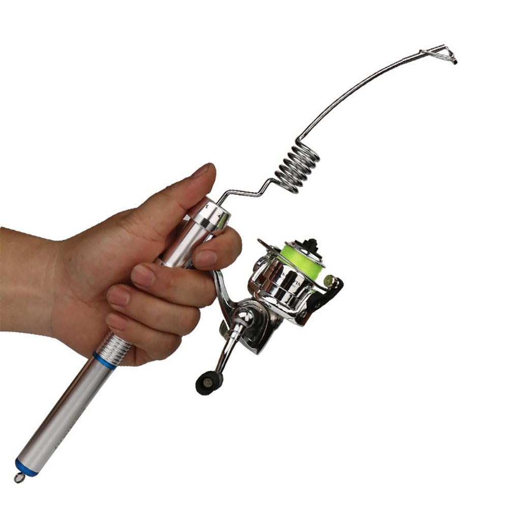 Garvee Canna da pesca sul ghiaccio e mulinello Combo IZ-XM Mini Attrezzatura da pesca sul ghiaccio in acciaio inossidabile per esterni 38 cm