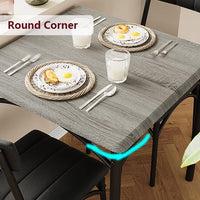 Set da pranzo Garvee per 2 persone con sedie imbottite, tavolo da cucina grigio rustico, MDF e acciaio, salvaspazio, per stanze e appartamenti di piccole dimensioni