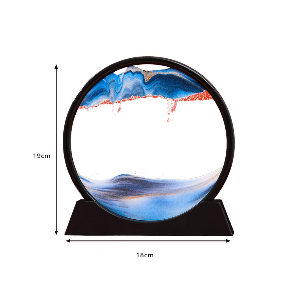 Clessidra artistica in movimento GARVEE 3D con paesaggio naturale da 7 pollici, blu, per soggiorno e ufficio