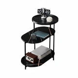 Garvee Tavolino 3 Ripiani con Gambe in Metallo Robusto, Design Moderno Marmo, Salvaspazio per Camera e Soggiorno, 65 cm P x 40 cm L x 64,5 cm A, Nero