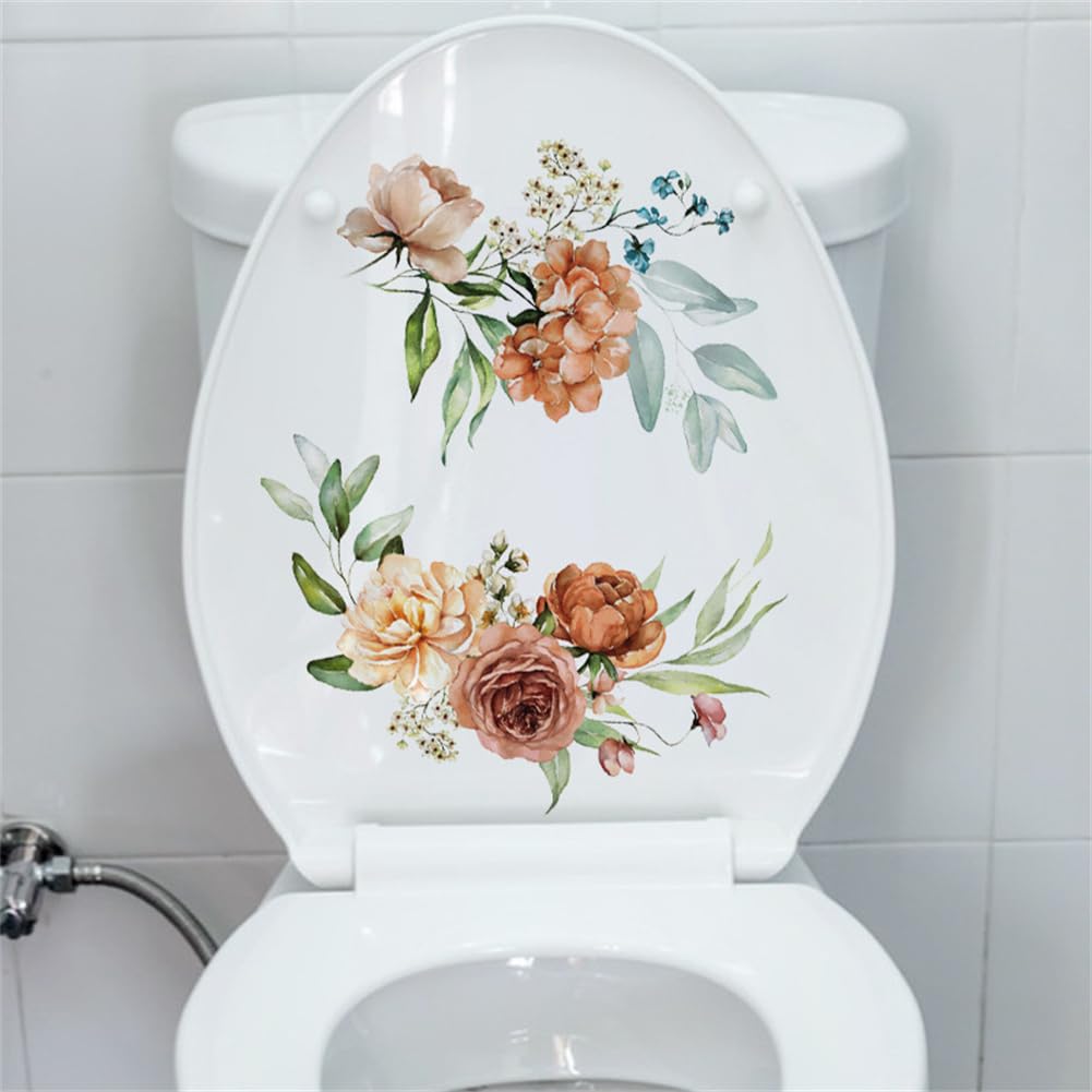Adesivi per WC da bagno Garvee con motivo floreale, autoadesivi, impermeabili, 20x30 cm, decorativi