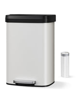 Pattumiera in metallo Garvee da 13 galloni/50 litri con coperchio, acciaio inossidabile, chiusura ammortizzata, bianco, per isola cucina - bianco