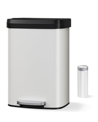 Pattumiera in metallo Garvee da 13 galloni/50 litri con coperchio, acciaio inossidabile, chiusura ammortizzata, bianco, per isola cucina