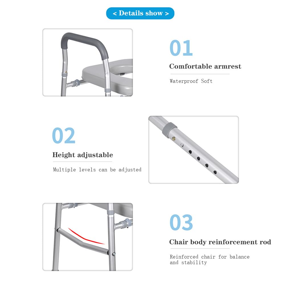 Rialzo per WC Garvee con braccioli, altezza e larghezza regolabili, sollevatore per WC per anziani, disabili e donne incinte (fino a 136 kg)