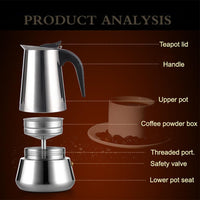 Caffettiera moka italiana GARVEE, 6 tazze, 300 ml, acciaio inossidabile, compatibile con induzione, classica, per cucina