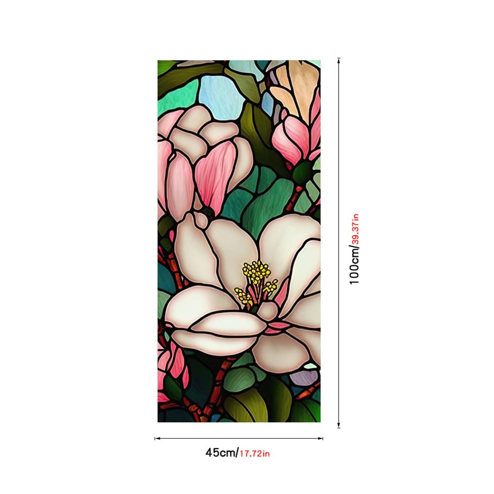 Pellicola per la privacy delle finestre Garvee con motivo floreale, riutilizzabile, statica per bagno e ufficio, 45x100 cm, bianco trasparente