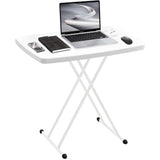 Tavolo da giardino pieghevole Garvee, altezza regolabile, tavolino laterale piccolo, per esterni, struttura in metallo, 65 x 45 x 46–71 cm, plastica, bianco