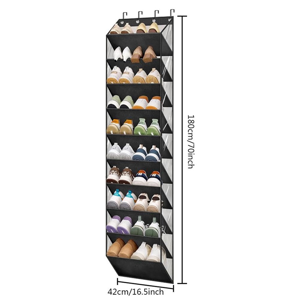 Garvee Organizer Scarpe 10 Livelli con 4 Ganci in Metallo per Porte Standard, 20 Paia, PVC Trasparente, Armadi e Garage, 16,5"x9,8"x71"