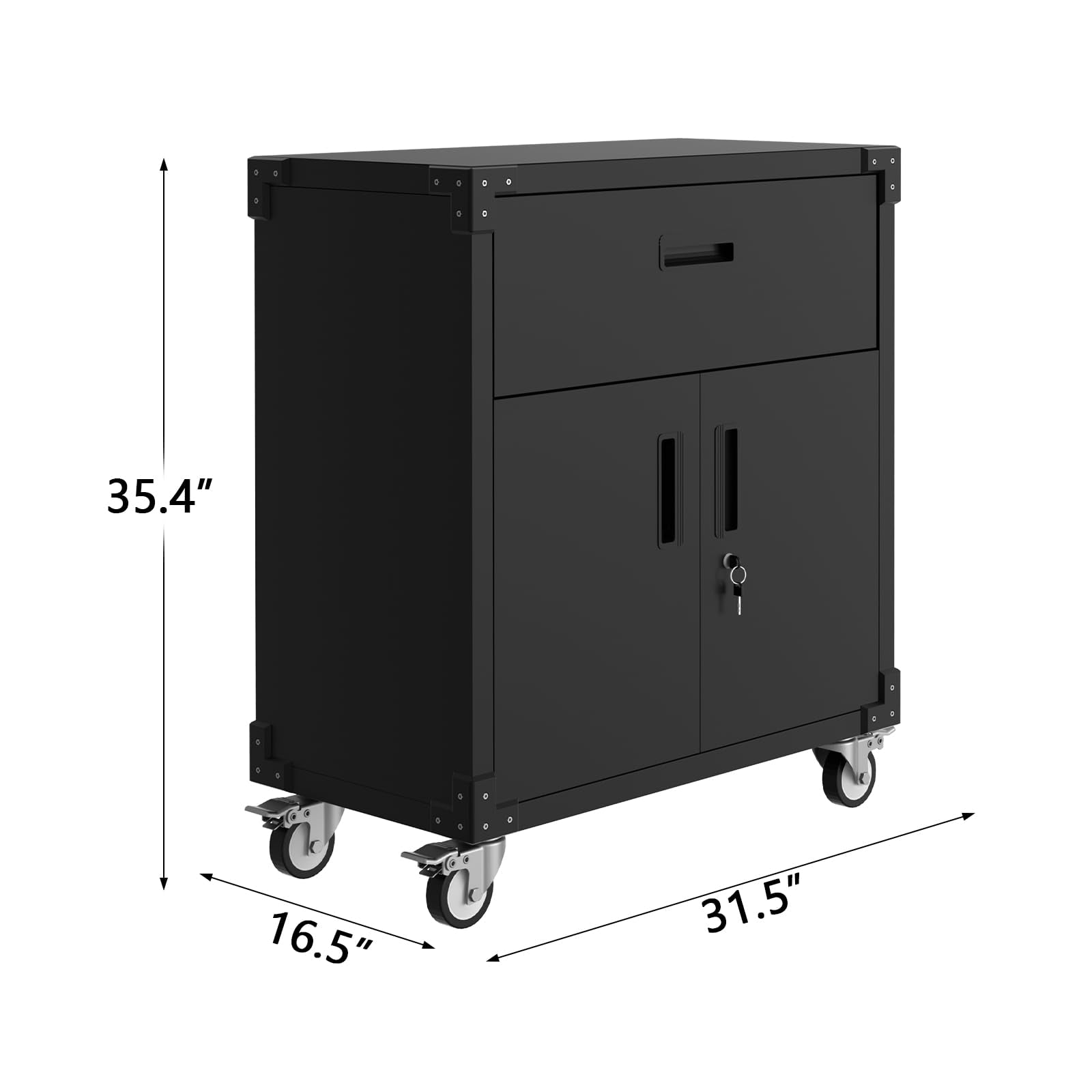 Armadio portautensili mobile Garvee con cassetto, acciaio robusto, ripiano regolabile, bloccabile, per officina e magazzino, ruote antiruggine