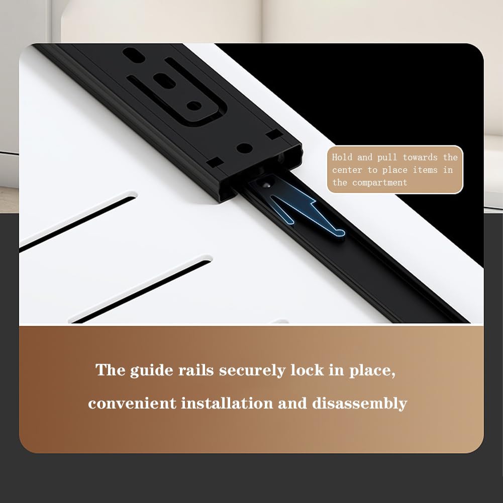 Garvee Cassetto organizer per mobili da cucina, 35 cm, in acciaio al carbonio, adesivo, estensibile, bianco, per cucina e bagno