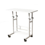 Garvee Scrivania Mobile Regolabile in Altezza per Computer con Ruote, Ampio Piano MDF, Ergonomica e Portatile, 80x40 cm, Bianco, per Ufficio e Casa - Bianco
