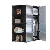 Armadio modulare portatile fai da te in plastica Garvee con ante per riporre i vestiti dei bambini 111 x 47 x 147 cm - Nero