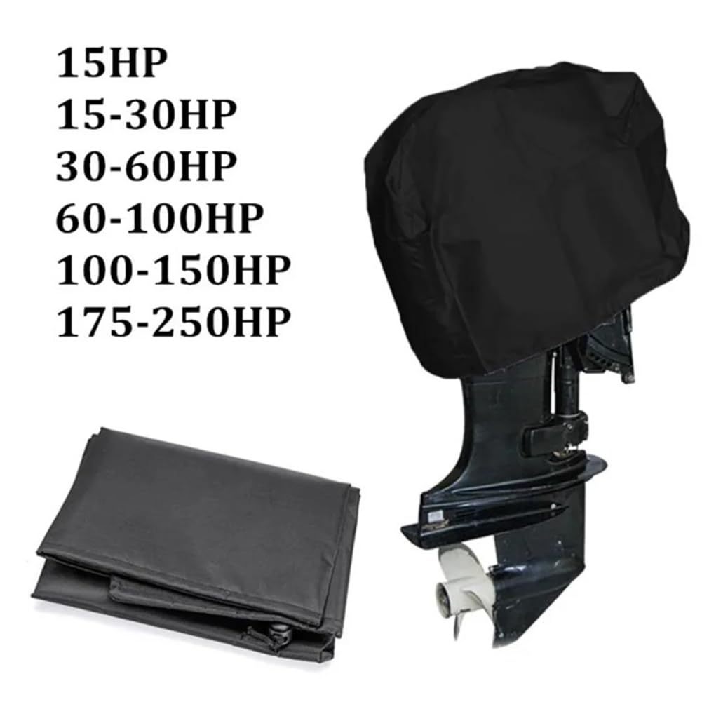 Copertura per motore fuoribordo Garvee, impermeabile, 210D Oxford, nera, 52X27X32cm, per barca da 15 CV