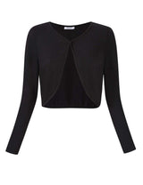 Garvee Bolero corto da donna in maglia, cardigan a maniche lunghe, giacca con spalle scoperte, giacca casual, nero, taglia M