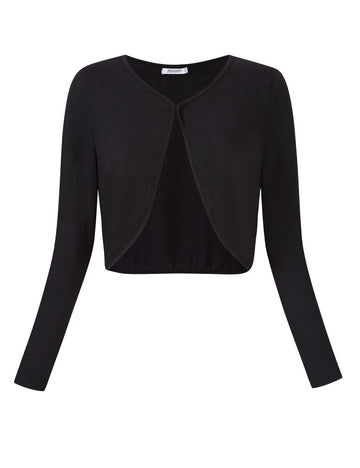 Garvee Bolero corto da donna in maglia, cardigan a maniche lunghe, giacca con spalle scoperte, giacca casual, nero, taglia M