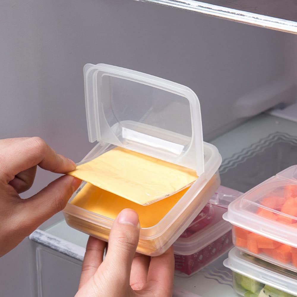 Garvee Contenitore Per Formaggio 2 Pezzi Plastica BPA Free Organizer Cucina 10.5x10.5x4.5 cm Trasparente