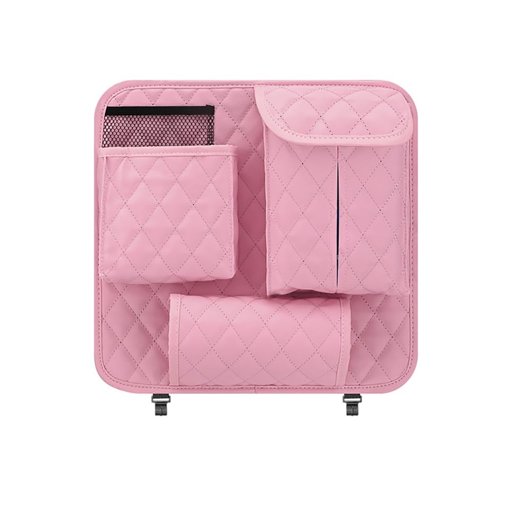 Garvee Organizer per seggiolino auto con portabicchieri, in pelle PU impermeabile, organizer da appendere al sedile posteriore per viaggi in famiglia, nero