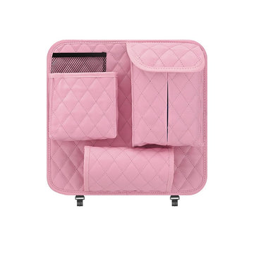 Garvee Organizer per seggiolino auto con portabicchieri, in pelle PU impermeabile, organizer da appendere al sedile posteriore per viaggi in famiglia, nero