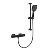 Garvee Duscharmatur Thermostat Schwarz Mit Brausegarnitur Für Bad & Dusche, 70cm Edelstahl, 150cm PVC-Schlauch, Anti-Wickel - Schwarz Matt