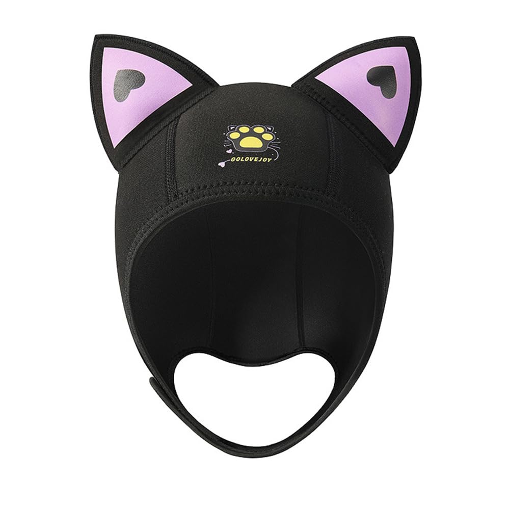 Cappuccio da sub Garvee con orecchie di gatto, neoprene da 3 mm, impermeabile, elastico con sottogola, per immersioni e sport acquatici