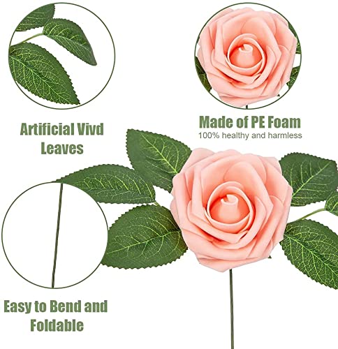 Rose artificiali Garvee, set da 25 pezzi, fiori di schiuma, rosa, per decorazioni fai da te, colori vivaci, resistenti, versatili