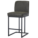 Garvee Sgabello da Bar 24in in Pelle PU con Schienale Ergonomico e Telaio in Acciaio per Cucina e Sala da Pranzo, Imbottitura ad Alta Densità, Design Industriale, Altezza Controsoffitto, Nero - Gray