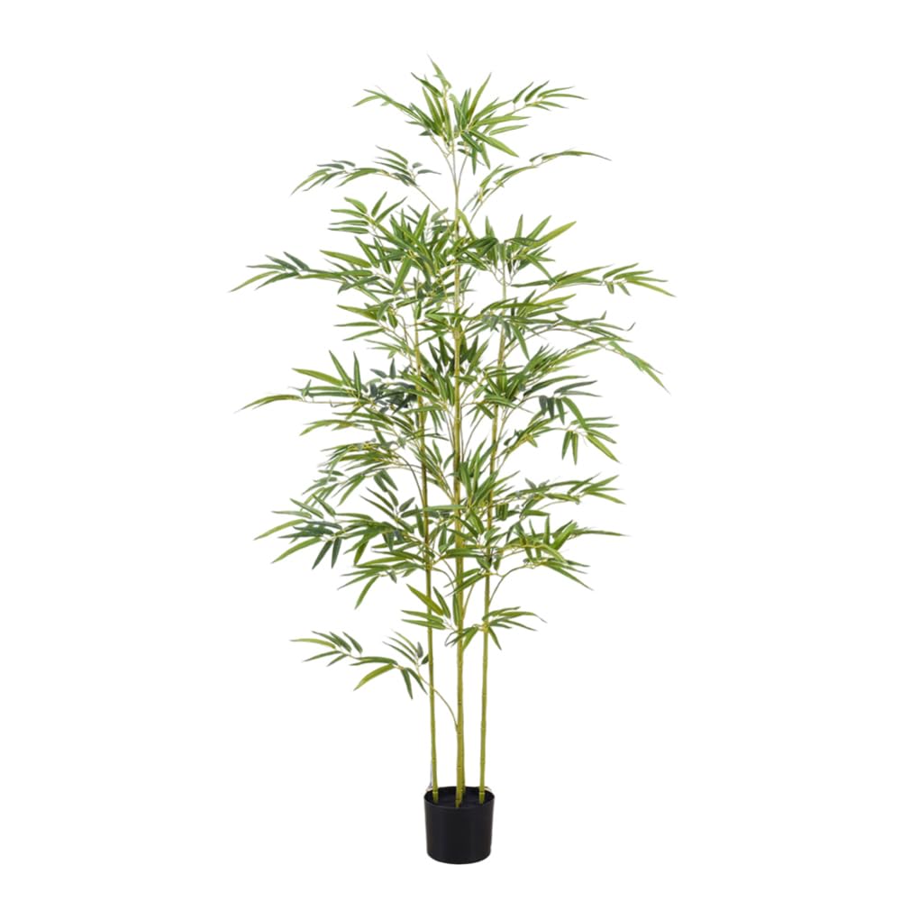 Albero di bambù artificiale Garvee da 5 piedi realizzato in materiale PU resistente con rami malleabili e base in cemento per uso interno ed esterno, verde