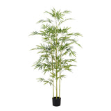 Albero di bambù artificiale Garvee da 5 piedi realizzato in materiale PU resistente con rami malleabili e base in cemento per uso interno ed esterno, verde - Verde