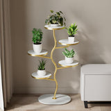 Supporto per piante in metallo Garvee a 5 ripiani, salvaspazio, asimmetrico, per balcone, soggiorno, giardino - verde