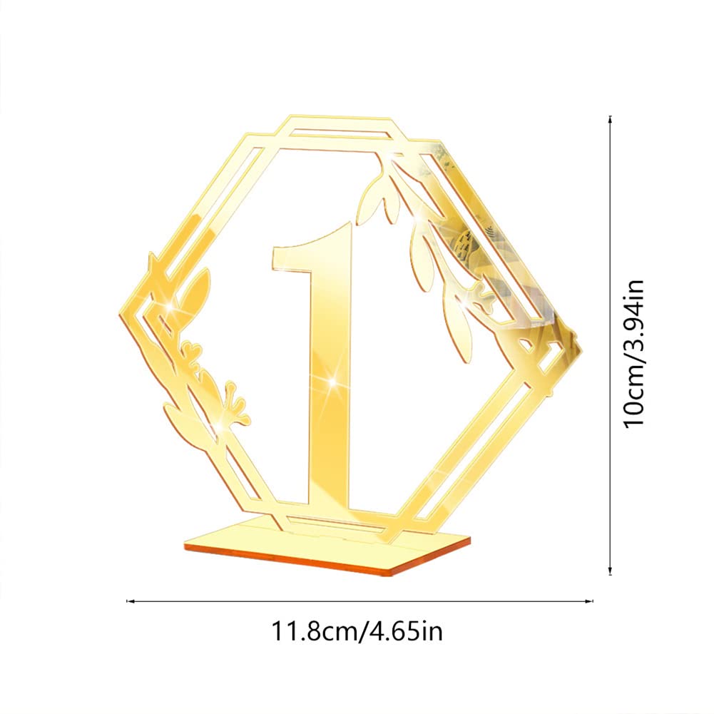 Garvee Set 3D Numeri Tavolo Matrimonio Acrilico Oro Specchio Sechseck Design Elegante Robusto 1-15