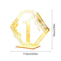 Garvee Set 3D Numeri Tavolo Matrimonio Acrilico Oro Specchio Sechseck Design Elegante Robusto 1-15