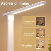 Lampada da scrivania a LED Garvee, 3 livelli di luminosità regolabili, protezione per gli occhi, ricarica USB, portatile, design pieghevole, lampada da comodino per camera da letto, bianca