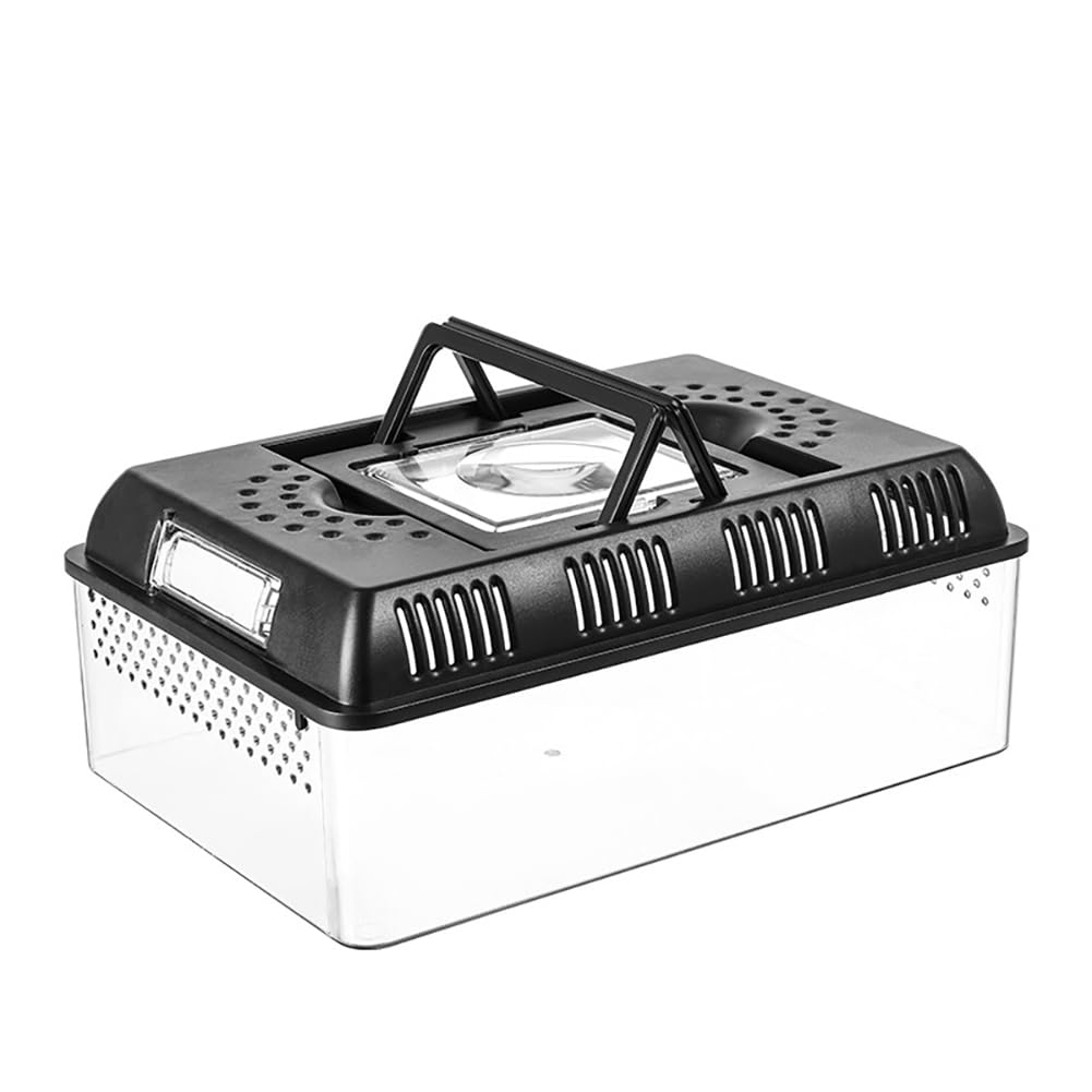 GARVEE Rettile Tank Rettile Feeding Box con funzione di ingrandimento luminosa per habitat Recinto ventilato Terrario di riproduzione per insetti Rettili Anfibi