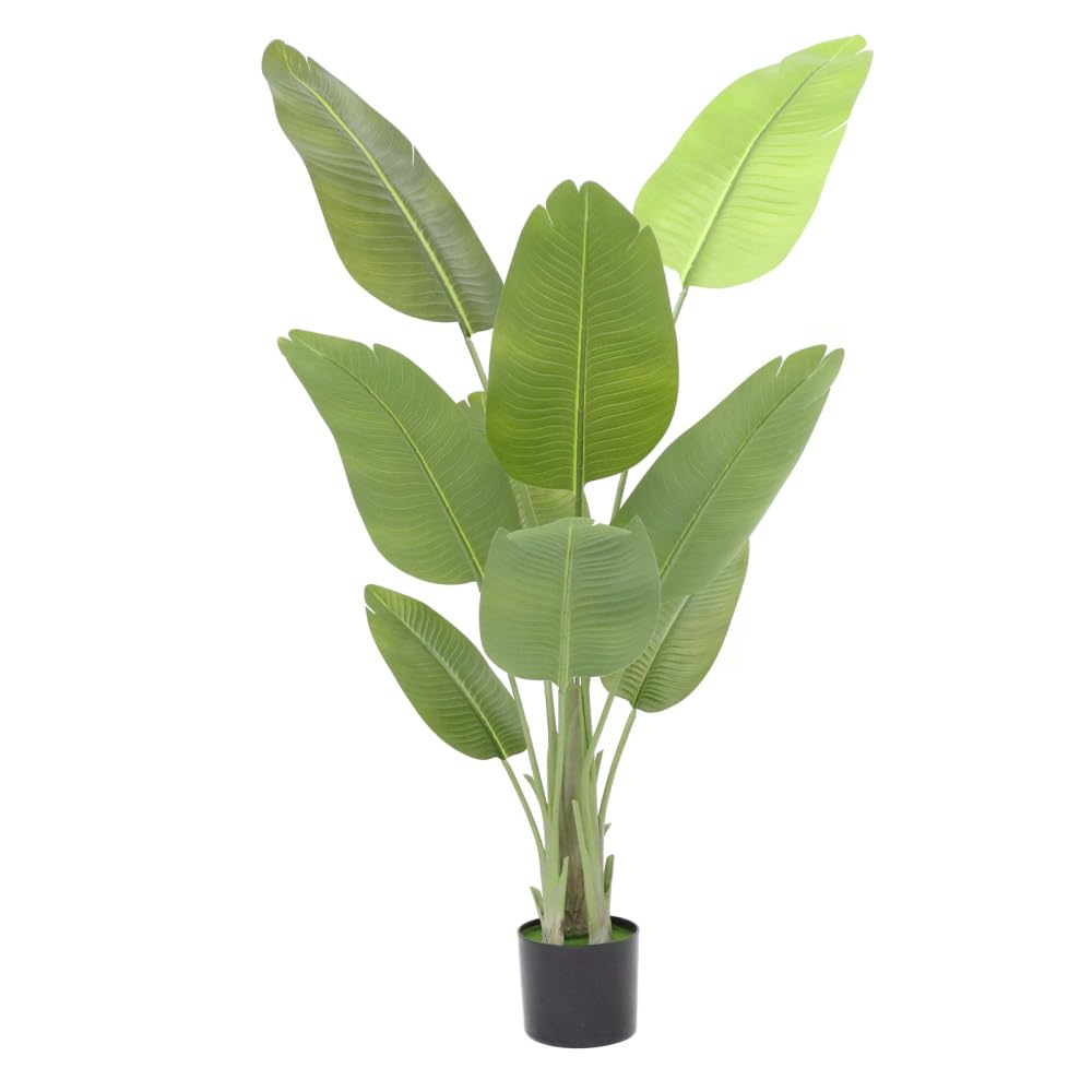 Garvee Pianta Artificiale Uccello del Paradiso 5FT Palma Tropicale Finta con Vaso per Interni Casa Ufficio Soggiorno Verde