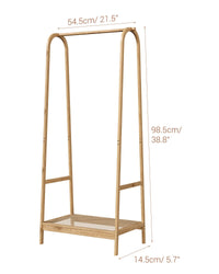 Appendiabiti in bambù Garvee con ripiano per camera da letto e balcone, robusto, grande, effetto legno naturale