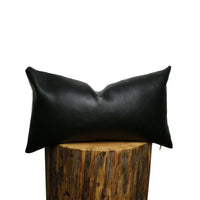 Garvee Housse De Coussin Lit Cuir Artificiel Moderne Fermeture Éclair Invisible 30x50cm Noir Pour Chambre Salon Canapé Voiture