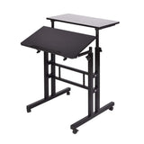 Scrivania in piedi Garvee, altezza regolabile, 60x60x70-110 cm, scrivania mobile per computer con 4 ruote per casa e ufficio, inclinabile, bianca - Come mostrato