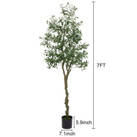 Albero di ulivo artificiale Garvee da 213.36 cm con foglie e frutti realistici per soggiorno, camera da letto, ufficio, 210 cm, verde