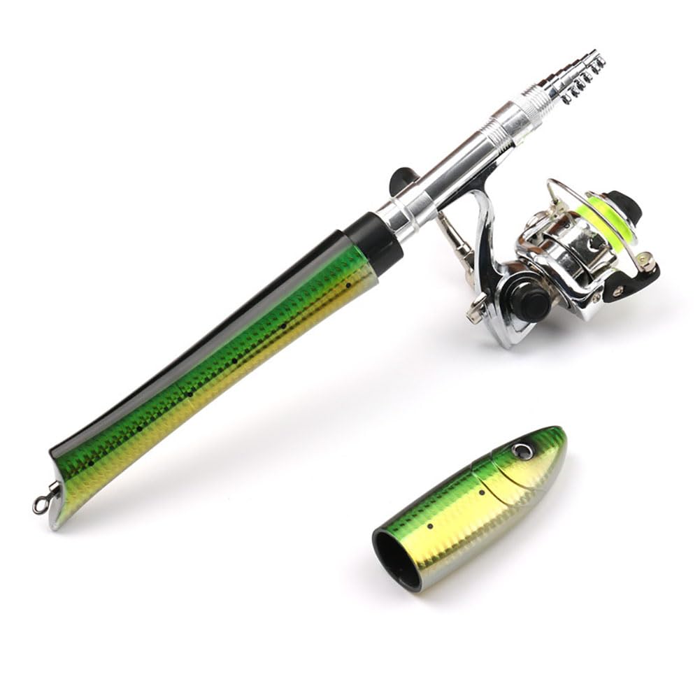 Garvee Pen Set canna da pesca 1,4 m Mini mulinello telescopico da spinning leggero e portatile per la pesca in acqua dolce e salata