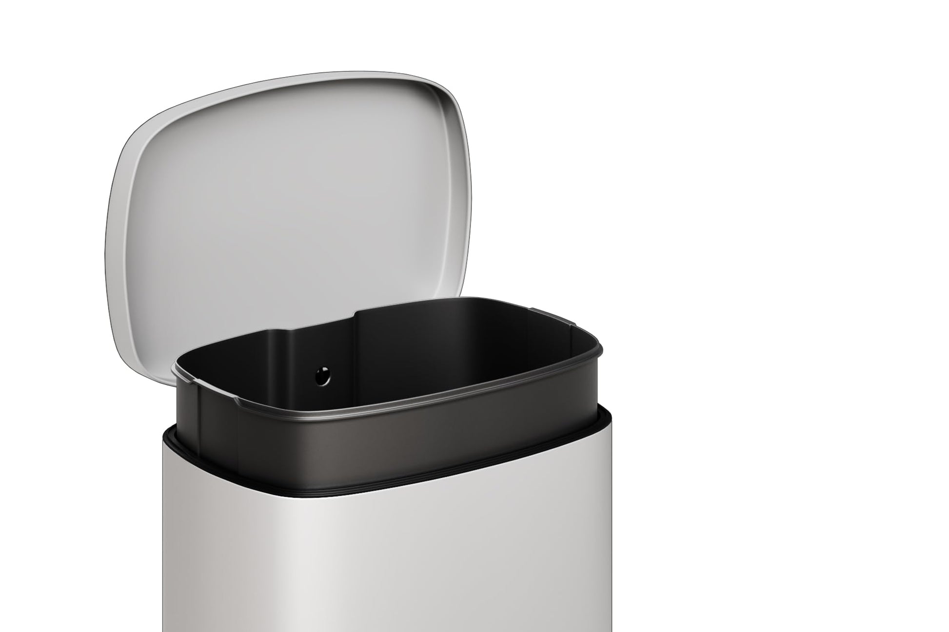 Set di bidoni della spazzatura Garvee da 13,2+2,6 galloni in acciaio inossidabile con coperchio, meccanismo a pedale, metallo, bianco, per cucina e bagno, compatto