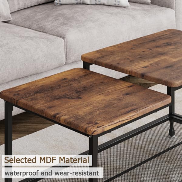 Garvee Couchtisch Vintage Rettangolare in MDF e Metallo, Industriale Retro, 101x50x48 cm, Nero