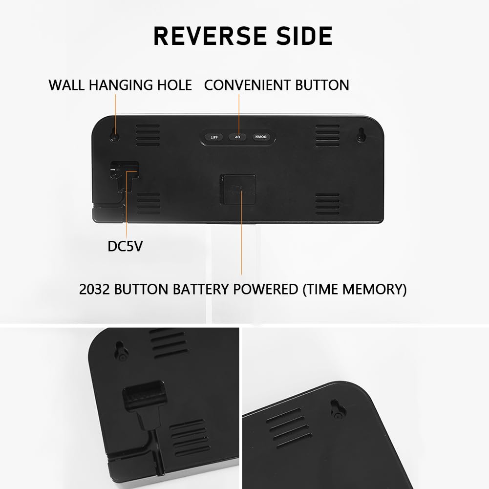 Orologio da parete digitale Garvee da 24 cm a LED bianco per camera da letto, ufficio, soggiorno con telecomando e luminosità regolabile