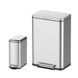 Pattumiera Garvee in acciaio inox da 50 litri con pedale, coperchio a chiusura ammortizzata, rettangolare, antiodore per cucina e bagno, argento