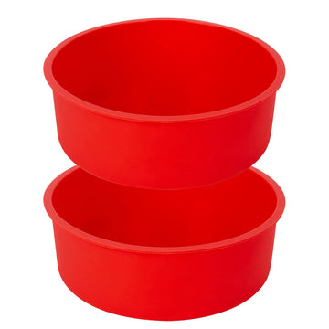 Stampo per torta in silicone Garvee da 2 pezzi, rotondo da 6 pollici, rosso | Antiaderente e a sgancio rapido | Riutilizzabile per feste e dolci